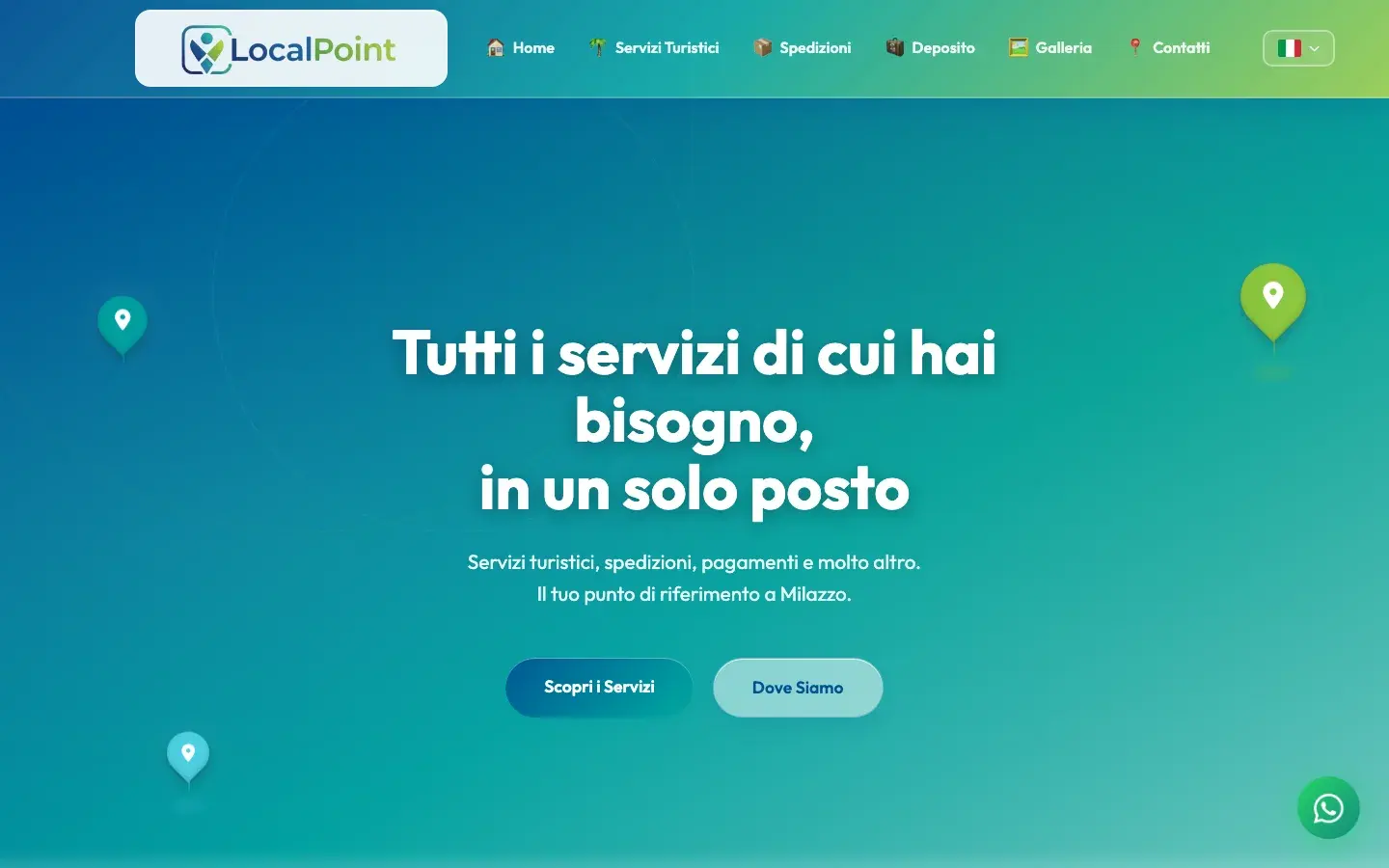 Screenshot desktop della homepage di LocalPoint Milazzo